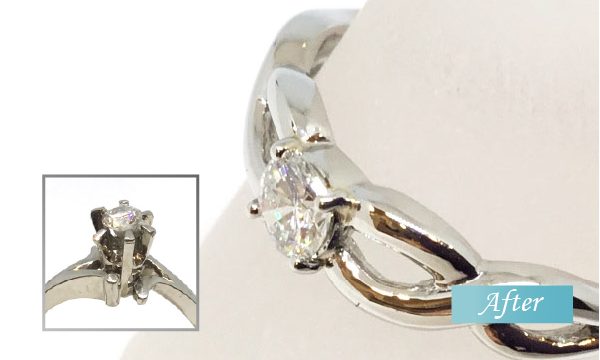 爪の高いダイヤの指輪をオシャレで使いやすいリングにリフォーム