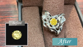 数年前にお買上のイエローダイヤモンドルースをオーダーメイドリングの作成