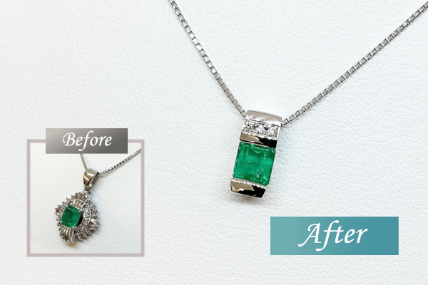 エメラルドのペンダントトップリメイクビフォーアフター