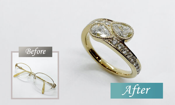 お母様愛用メガネのダイヤモンドを指環にリメイク