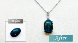 ブラックオパールをペンダントにしてお孫さんにプレゼント