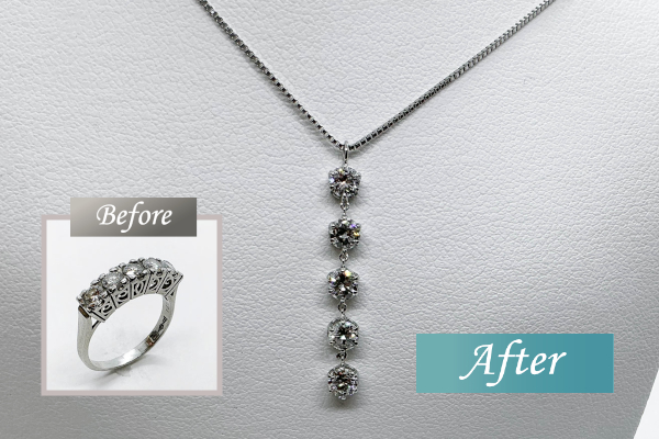 お母様から譲られた一文字リングをペンダントネックレスにリフォーム
