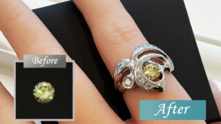 ハイグレードイエローダイヤモンドでリングオーダー スッキリしたデザインがご希望 普段使いやすいリングが出来上がりました