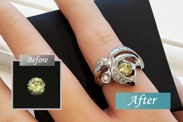 ハイグレードイエローダイヤモンドでリングオーダー スッキリしたデザインがご希望 普段使いやすいリングが出来上がりました