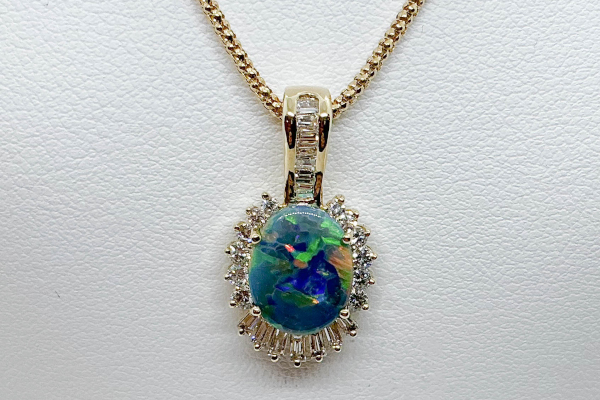 ブラックオパールペンダントネックレス