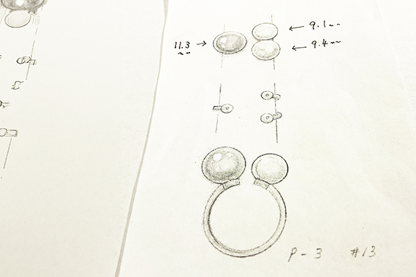 リフォームデザイン画の南洋真珠リング